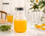 پارچ شیشه ای 1.5 لیتر درب استیل لیمون