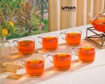 فنجان شیشه ای دسته دار 285 سی سی لیمون