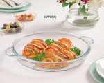 تابه گرد شیشه‌ ای 3.4 لیتر لیمون