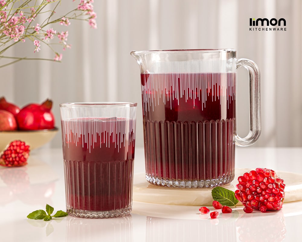 ست پارچ و لیوان شیشه ای چاپدار لیمون