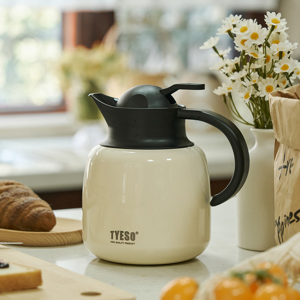 TYESO_Vacuum_Insulated_Teapot_with_Strainer_WHITE_1 فلاسک تایسو حجم 1000 میل - Image 1