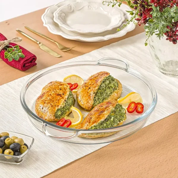 تابه گرد شیشه‌ ای 3.4 لیتر لیمون