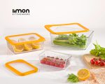 ظرف شیشه‌ای دربدار شیاردار 1.1 لیتری لیمون