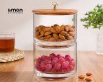 شکلات خوری اکرلیک 2 طبقه درب چوبی لیمون - Image 3