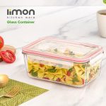 ظرف شیشه‌ای مستطیل 1.7 لیتر لیمون