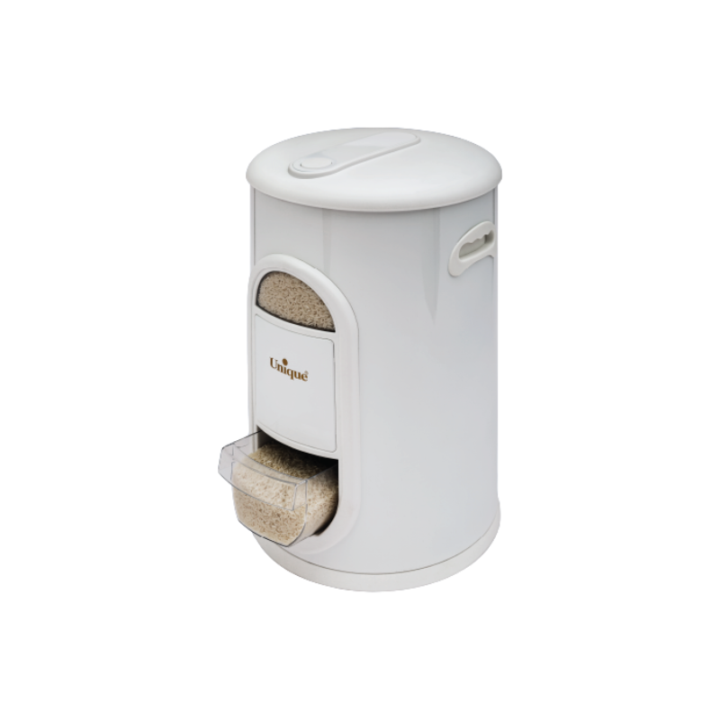 سطل برنج 10 کیلویی پیمانه دار سفید یونیک کد UN-4140