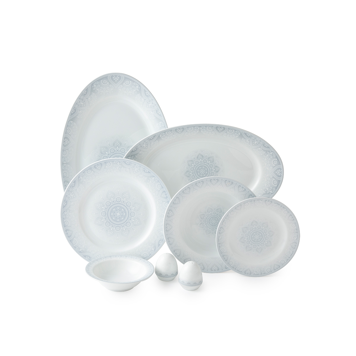 254f4e6b-71c2-4421-813b-7c6e74afae76 سرویس چینی زرین 28 پارچه غذاخوری ایتالیا اف ادلین طوسی درجه عالی - Image 1