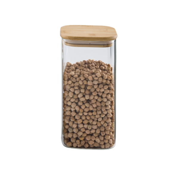 بانکه شیشه ای درب چوبی مربع 20 سانت یونیک کد UN-1760