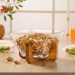 آجیل خوری شیشه ای پایه چوبی لیمون