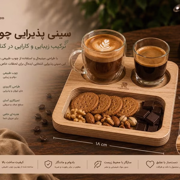 سینی سرو قهوه چوبی دو نفره رزیک وود