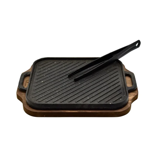 تابه گریل مربع با چوب سایز 28 یونیک کد UN-6015