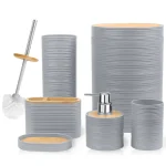 ست سرویس بهداشتی 6 پارچه طرح چوب مدل خط ریز - Image 3