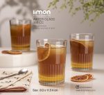 لیوان شیشه ای شیاردار 6 عددی لیمون
