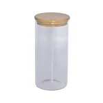 بانکه شیشه ای درب چوبی گرد 20 سانت یونیک کد UN-1746
