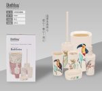 ست سرویس بهداشتی 6 پارچه طرح پرنده بدون درب - Image 2