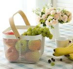 سبد مربع دسته چوبی لیمون