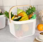 سبد مربع دسته چوبی لیمون