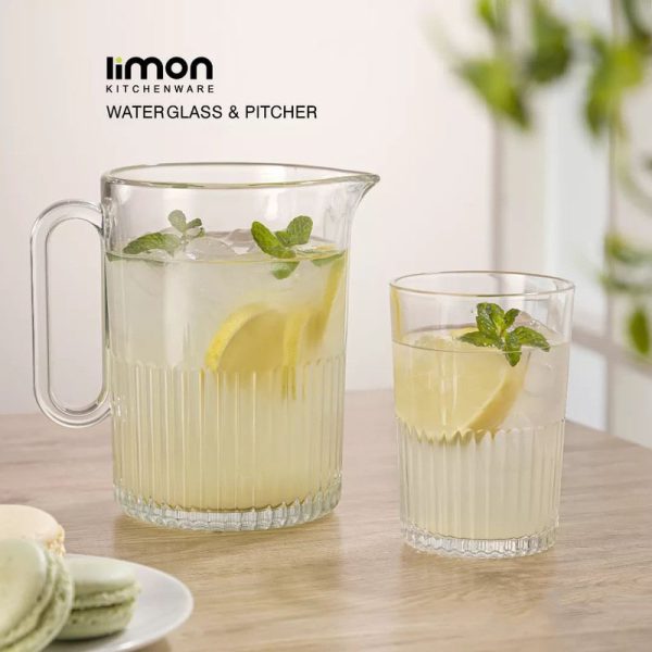 پارچ شیشه ای شیاردار لیمون