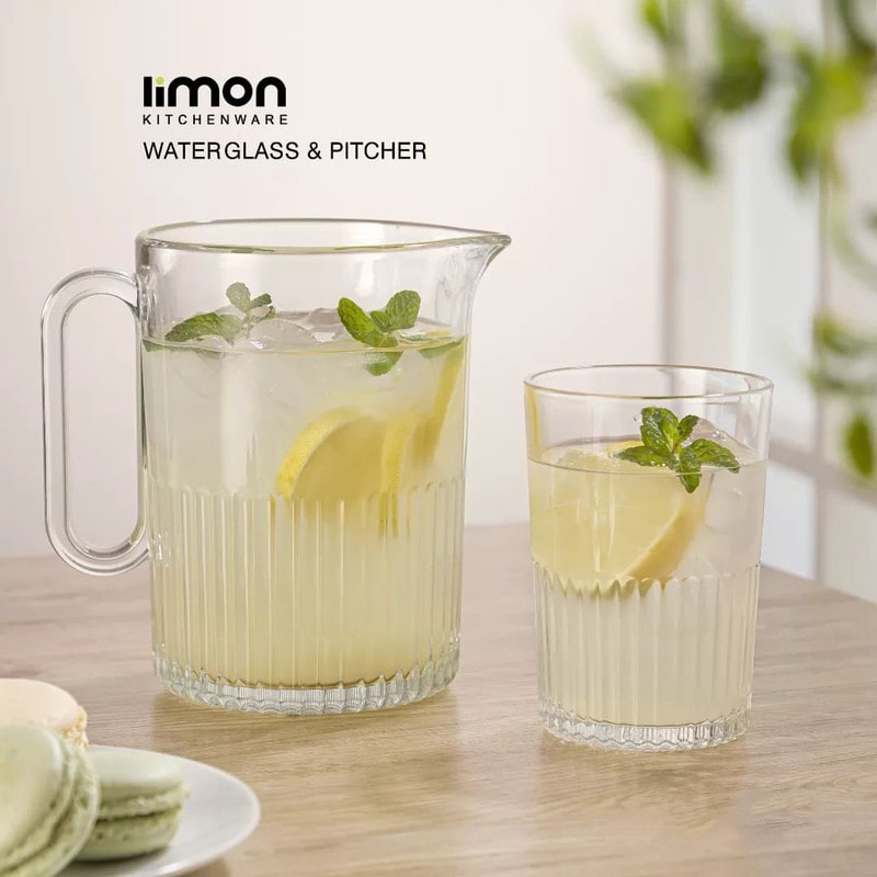 پارچ شیشه ای شیاردار لیمون پارچ شیشه ای شیاردار لیمون