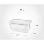 ظرف شیشه ای مستطیل 400 میل لیمون