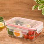 ظرف شیشه ای مستطیل 850 میل لیمون
