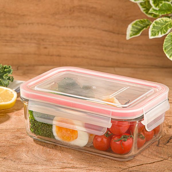 ظرف شیشه ای مستطیل 850 میل لیمون