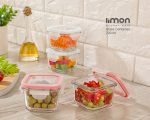 ظرف شیشه ای مربع دربدار 200 میل لیمون - Image 2