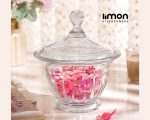 شکلات خوری گرد شیشه ای دربدار لیمون