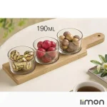 اردورخوری کاسه گرد 3 عددی پایه چوبی لیمون