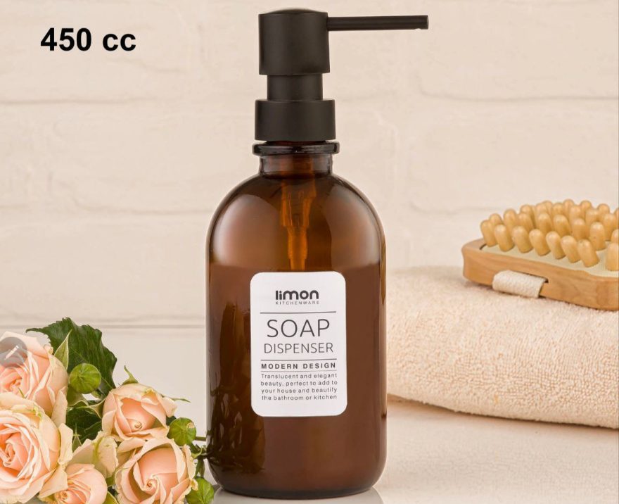 جا مایعی شیشه ای گرد 450 میل لیمون جا مایعی شیشه ای گرد 450 میل لیمون