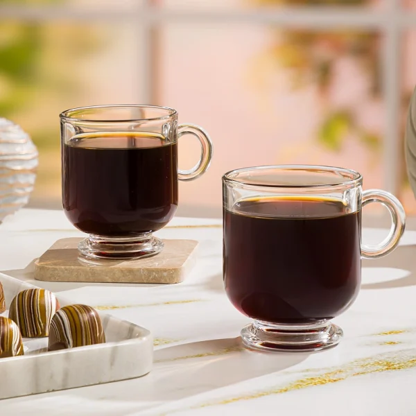 فنجان شیشه ای پایه دار 220 سی سی لیمون