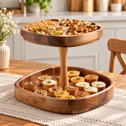استند پذیرایی دو طبقه فنیس چوبی