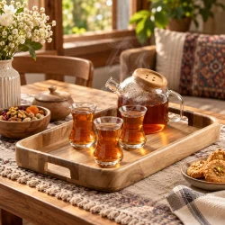سینی مستطیل دسته دار چوب گردو اماهوم